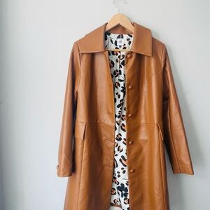 CAbi Faux Leather Trench Coat